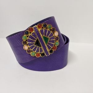 Judith Leiber purple snake belt